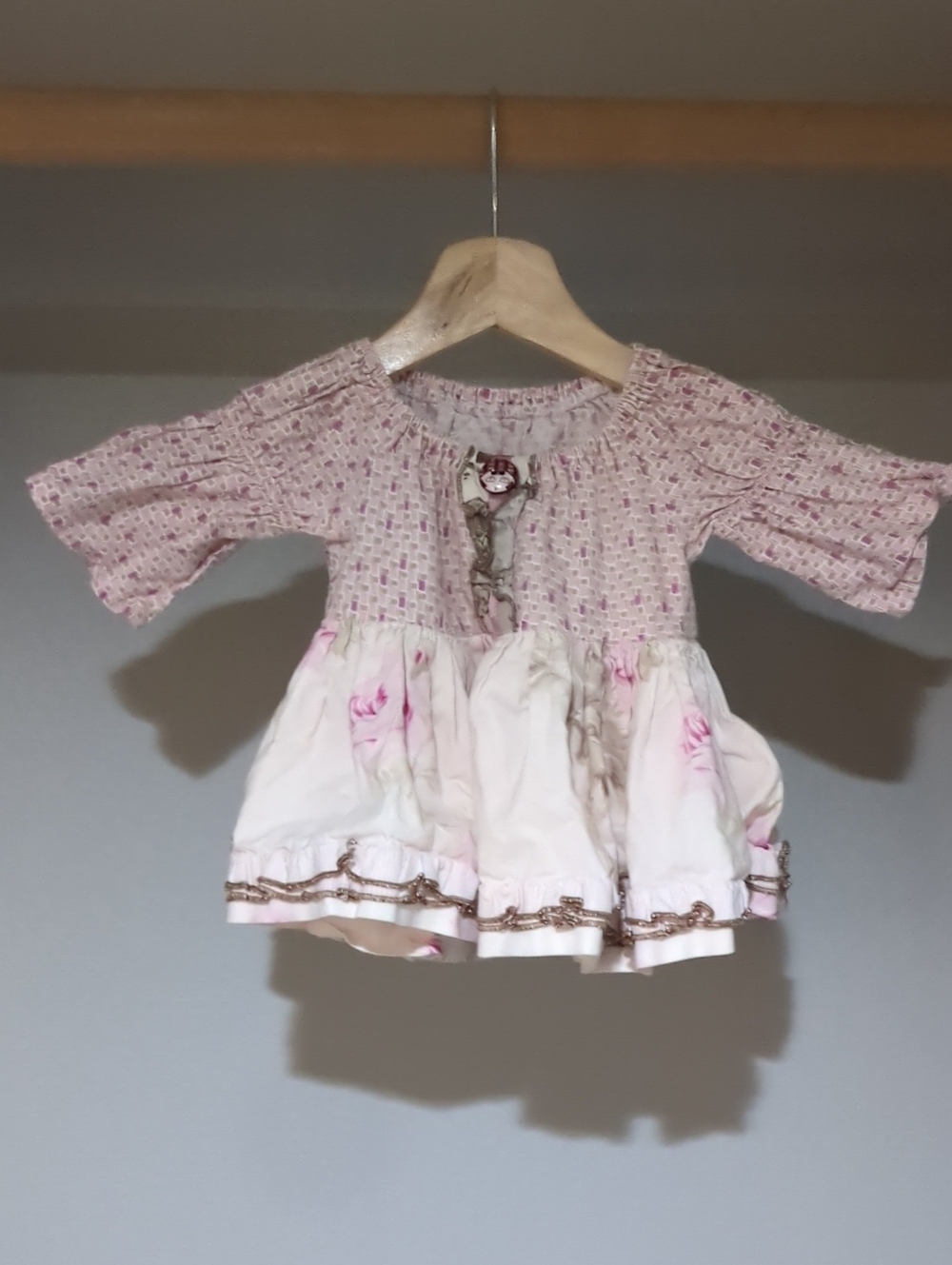 Girls Pink Floral Smocked Waist Dress 12 Mo